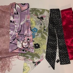 4 Fashion Scarves Head Ribbons and 1 Fashion Belt